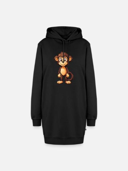 Affe Tier - Hoodie-Kleid - Schwarz