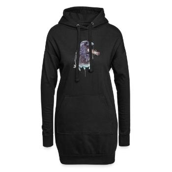 Lettre Corbeau, Oiseau Sorcier Mystique Design - Sweat-shirt à capuche long Femme - noir - Devant