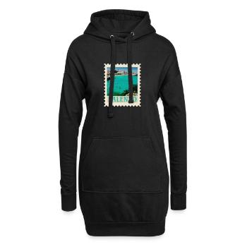 Salento Türkisstrand Retro-Poster - Hoodie-Kleid - Schwarz - Vorne