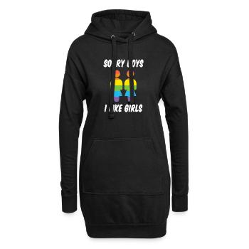 Désolé les garçons, j’aime les filles - Sweat-shirt à capuche long Femme - noir - Devant