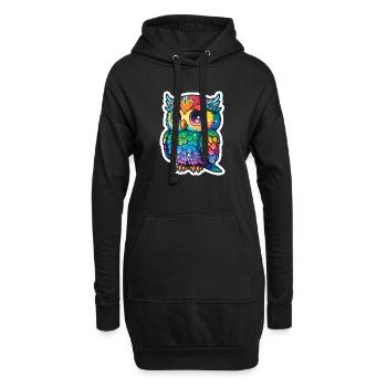Illustration colorée de hibou - Sweat-shirt à capuche long Femme - noir - Devant