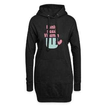 I only need Vitamin U - Hoodie-Kleid - Schwarz - Vorne