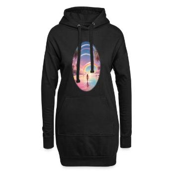 Pastellstrand Regenbogen-Traum - Hoodie-Kleid - Schwarz - Vorne