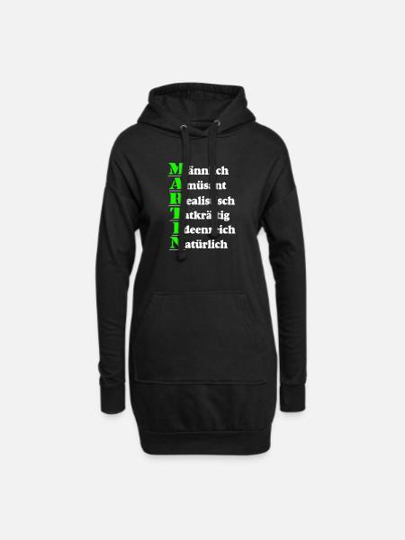 Martin , Vorname,Namensschild,Name,Fun Shirt (25) - Hoodie-Kleid - Schwarz