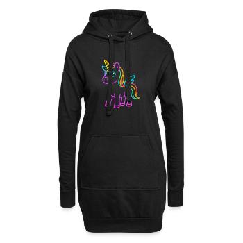 Süßes Pegasus Einhorn | Neon Design Fantasymotiv - Hoodie-Kleid - Schwarz - Vorne