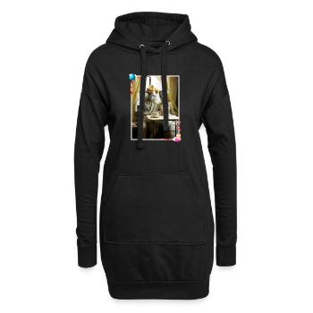 Poupées éthérées amoureuses mariée et marié dans un café - Sweat-shirt à capuche long Femme - noir - Devant