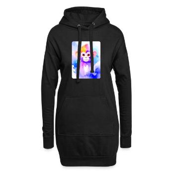 Petit singe (portrait) (aquarelle violette) - Sweat-shirt à capuche long Femme - noir - Devant