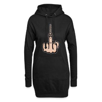Mittelfinger Stinkefinger Bohrmaschine Design - Hoodie-Kleid - Schwarz - Vorne