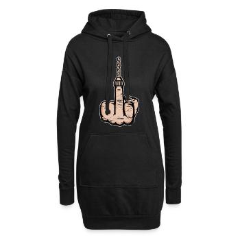 Mittelfinger Stinkefinger Bohrmaschine Design - Hoodie-Kleid - Schwarz - Vorne