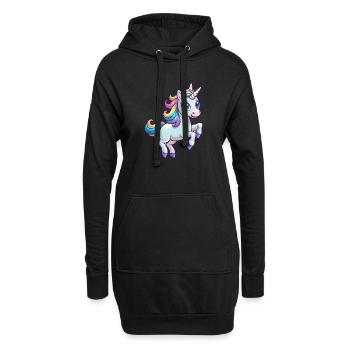 Baby-Einhorn springt - Hoodie-Kleid - Schwarz - Vorne
