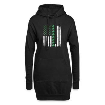 Drapeau américain américain avec trèfles pour Saint Patrick - Sweat-shirt à capuche long Femme - noir - Devant