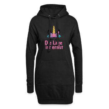 LAGE IST ERNST, COOLES EINHORN! LUSTIGER SPRUCH - Hoodie-Kleid - Schwarz - Vorne