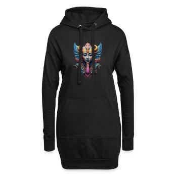 Dieu de style Budda balinais - Art fantastique - Sweat-shirt à capuche long Femme - noir - Devant
