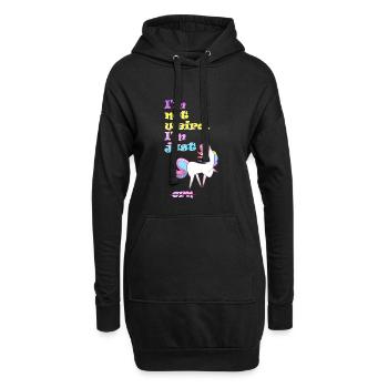Einhorn-lustige Inschrift - Hoodie-Kleid - Schwarz - Vorne