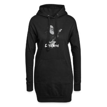 Darwin jouant de la guitare Evolution - Sweat-shirt à capuche long Femme - noir - Devant