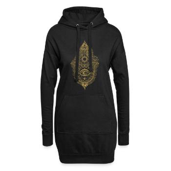 Spiritualité Hamsahand Géométrie sacrée - Sweat-shirt à capuche long Femme - noir - Devant