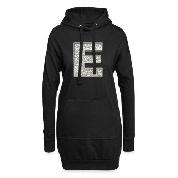 E, letter, letter E, initial, initial E, monogram, - Hoodie-Kleid - Schwarz - Vorne