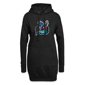 Eisvogel taucht in Wasser ein - Hoodie-Kleid - Schwarz - Vorne
