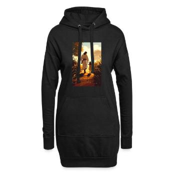Modernes Christliches Dekor, Jesus Wandeln Mit - Hoodie-Kleid - Schwarz - Vorne