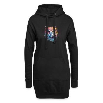 hibou oiseau animal nature liberté faune merveille - Sweat-shirt à capuche long Femme - noir - Devant