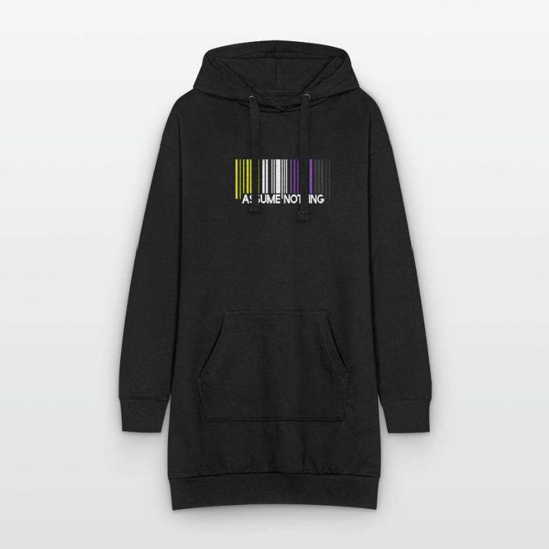Assume Nothing Nonbinary Flag Code-barre Enby Sweat-shirt à capuche long Femme