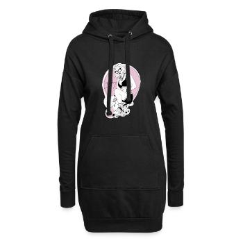 Skate Babe / Rollschuhe / Skatergirl / 60er / 80er - Hoodie-Kleid - Schwarz - Vorne