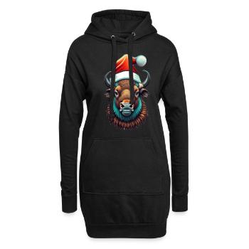 Bison Weihnachten Santa - Hoodie-Kleid - Schwarz - Vorne
