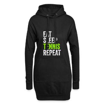 EAT SLEEP TENNIS REPEAT lustiges Geschenk Vintage - Hoodie-Kleid - Schwarz - Vorne