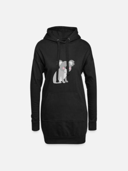 Süßer Koala - Hoodie-Kleid - Schwarz