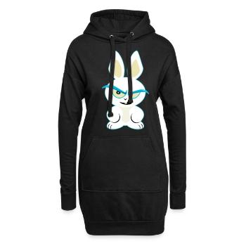 Lusiger lapin blanc, funny lapin t-shirt - Sweat-shirt à capuche long Femme - noir - Devant