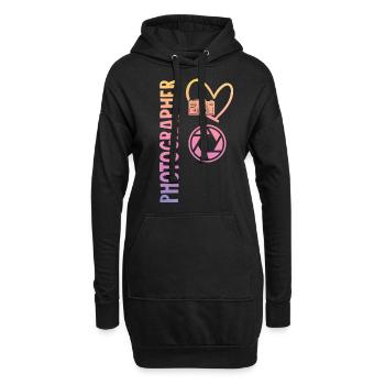 Photography Camera Lens Watercolor - Hoodie-Kleid - Schwarz - Vorne