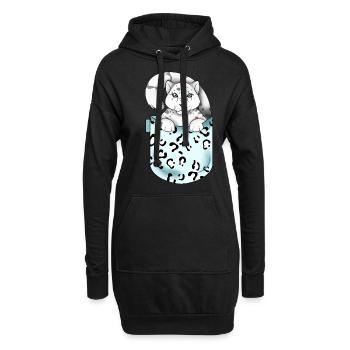 Schneeleopard - Hoodie-Kleid - Schwarz - Vorne