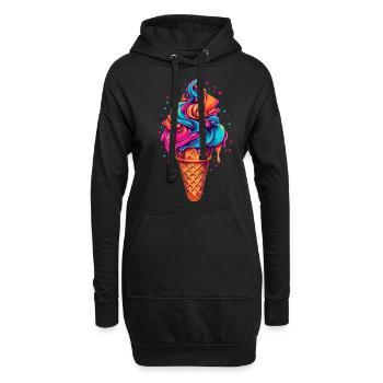 Retro Eiscream Eis Waffeleis für eine Eis - Hoodie-Kleid - Schwarz - Vorne