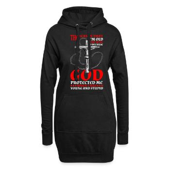 God Protected Me When I Was Young And Stupid 5 - Hoodie-Kleid - Schwarz - Vorne