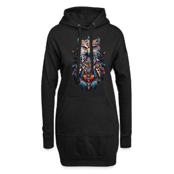 Spirituelles Adler Mandala Indianer Boho Design - Hoodie-Kleid - Schwarz - Vorne