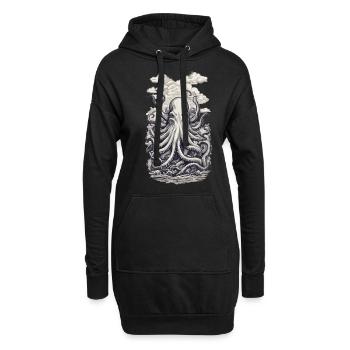 Kraken Fischer Tiefsee Meeres Design - Hoodie-Kleid - Schwarz - Vorne