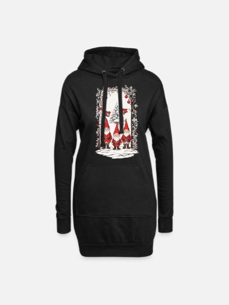 Nordische Weihnachtswichtel Weihnachten Gnome - Hoodie-Kleid - Schwarz