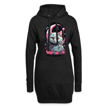 Gothic Pastel Magische Katze Nacht Aesthetic - Hoodie-Kleid - Schwarz - Vorne