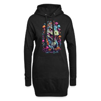 Psychedelischer Dinosaurier Pilz Weirdcore Kunst - Hoodie-Kleid - Schwarz - Vorne