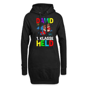 Schulkind David 1. Klasse Held - Hoodie-Kleid - Schwarz - Vorne