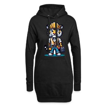 Mignon tigre ouvrier de la construction - Sweat-shirt à capuche long Femme - noir - Devant