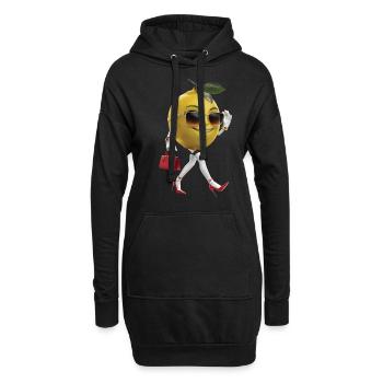 Frauen Zitrone - Hoodie-Kleid - Schwarz - Vorne