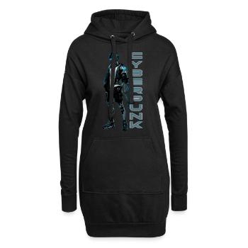 Cyberpunk Teen Neon im japanischen Anime-Stil - Hoodie-Kleid - Schwarz - Vorne