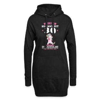 30. Geburtstag Einhorn 30 Jahre alt Geschenk - Hoodie-Kleid - Schwarz - Vorne