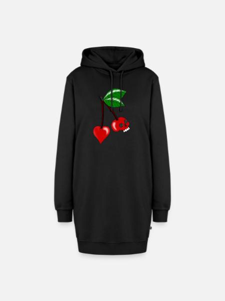 Kirschkernschädel - Hoodie-Kleid - Schwarz
