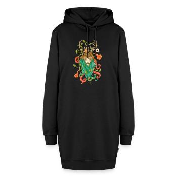Gaia - Hoodie-Kleid - Schwarz - Vorne - AI Model Female 172 light (172cm)