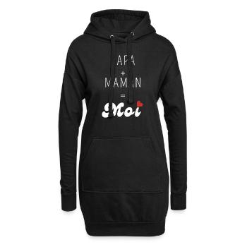 Papa plus maman égal moi - Sweat-shirt à capuche long Femme - noir - Devant