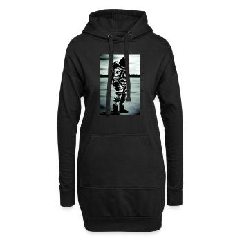 Chat cosmonaute sur tarmac - Sweat-shirt à capuche long Femme - noir - Devant