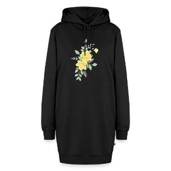 Fleur jaune orangé - Sweat-shirt à capuche long Femme - noir - Devant