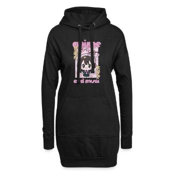 Anime And Music - Hoodie-Kleid - Schwarz - Vorne